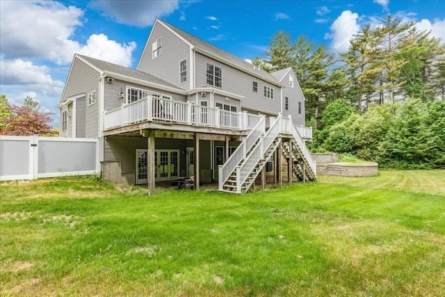 138 Saddleworth Way, Middleboro, MA 02346 - rear view of house featuring a wooden deck and stairway