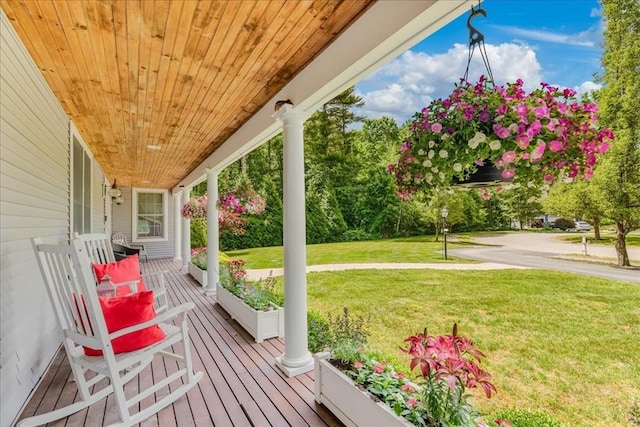 138 Saddleworth Way, Middleboro, MA 02346 - wooden porch featuring a lawn