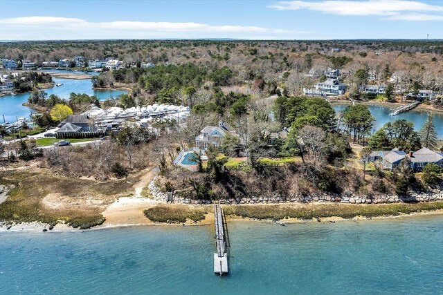 141 Daniels Island Rd, Mashpee, MA 02649 - aerial overview of property's location featuring a nearby body of water