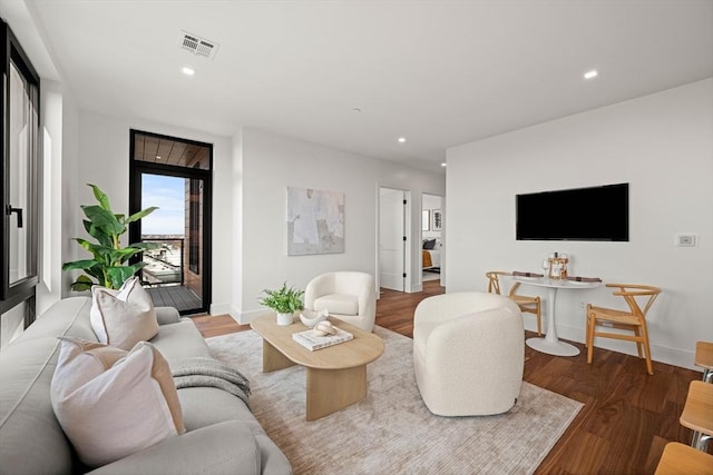 living room with wood-type flooring