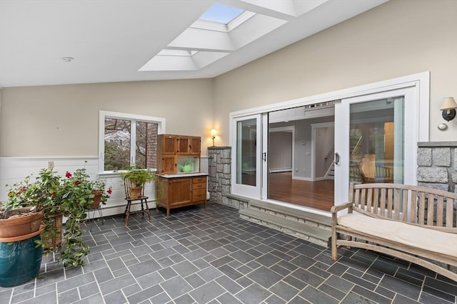 view of patio / terrace with a baseboard heating unit