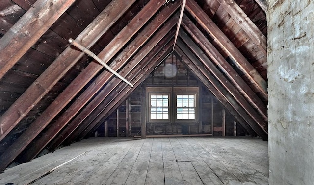 view of unfinished attic