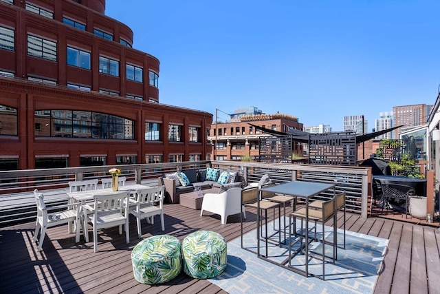 deck featuring an outdoor living space