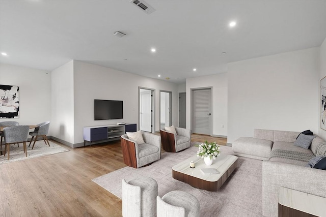 living room featuring light hardwood / wood-style flooring