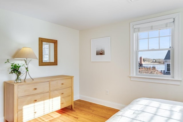 bedroom featuring hardwood / wood-style flooring and multiple windows