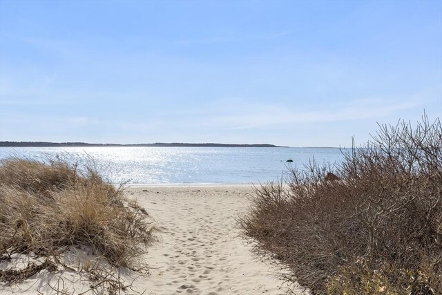 view of water feature with a view of the beach