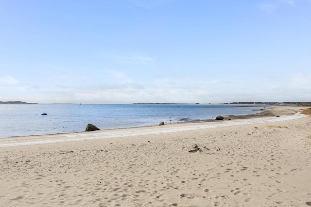 view of water feature featuring a view of the beach