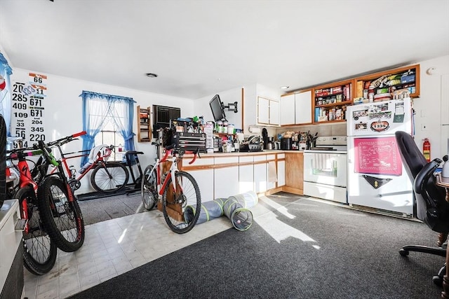 garage featuring white refrigerator