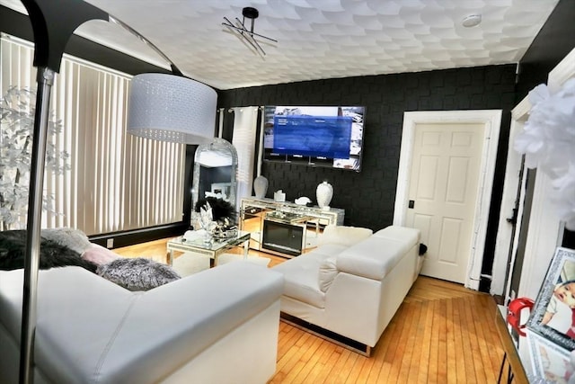 living room with light wood-type flooring