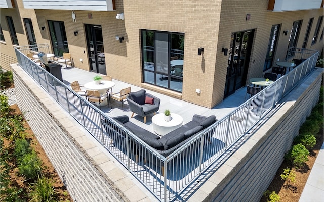 view of patio featuring central AC and an outdoor hangout area