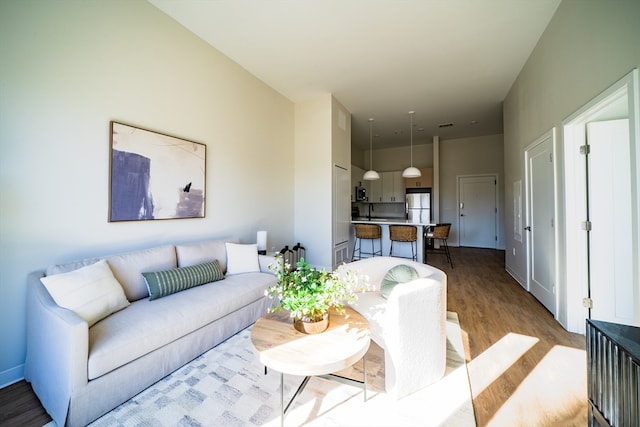 living room with light hardwood / wood-style floors