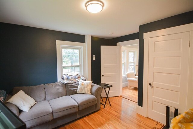 living room with light wood-type flooring