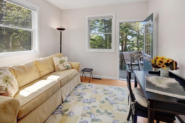 267 Barnes Rd, Oak Bluffs, MA 02557 - living room with baseboards and light wood-type flooring