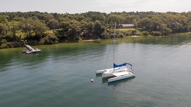 267 Barnes Rd, Oak Bluffs, MA 02557 - dock area with a water view and a forest view