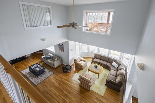 267 Barnes Rd, Oak Bluffs, MA 02557 - living room featuring wood finished floors and a ceiling fan