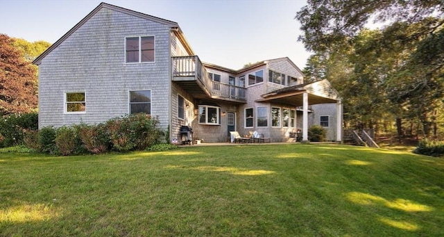 267 Barnes Rd, Oak Bluffs, MA 02557 - rear view of property with a balcony and a yard