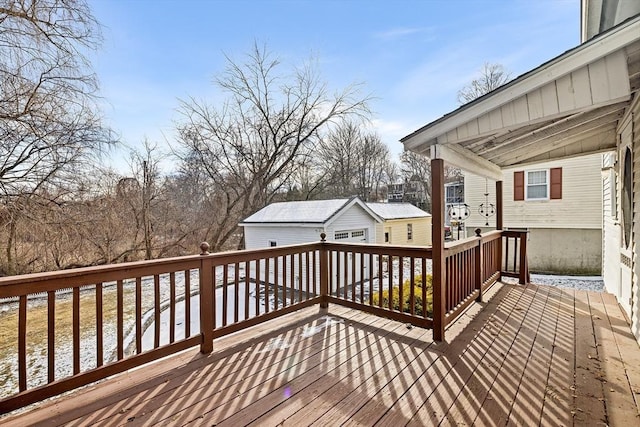 deck with an outdoor structure