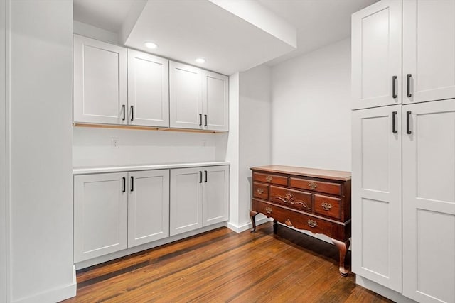 interior space featuring dark wood-type flooring