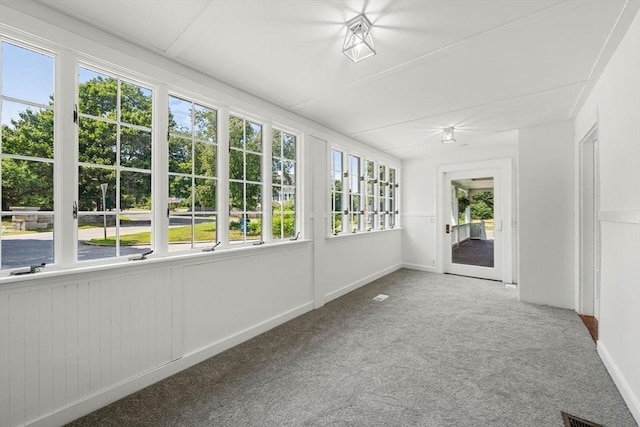 view of unfurnished sunroom