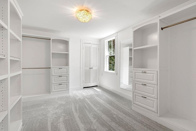 walk in closet with carpet