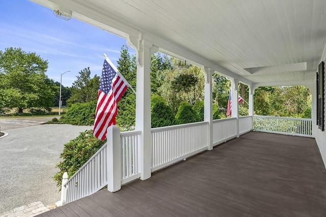 wooden terrace with covered porch