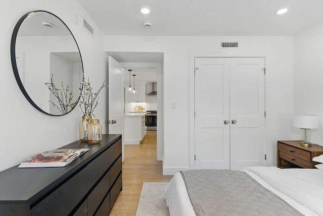 43-45 Wellington St Unit 2, Waltham, MA 02451 - bedroom featuring light wood-style floors, recessed lighting, and a closet