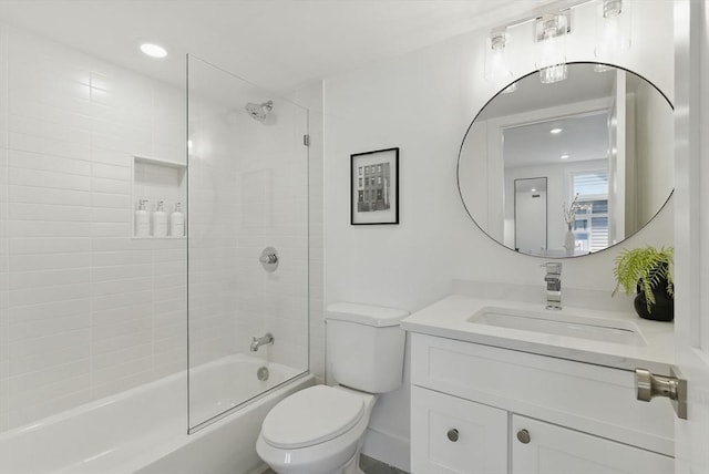 43-45 Wellington St Unit 2, Waltham, MA 02451 - bathroom featuring vanity, bathing tub / shower combination, and recessed lighting