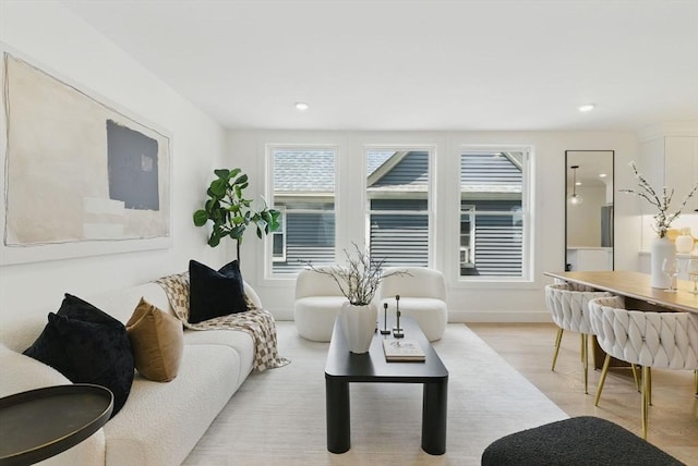 43-45 Wellington St Unit 2, Waltham, MA 02451 - living area featuring light wood-type flooring and recessed lighting