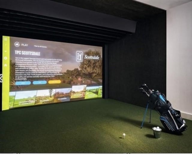 1 Dalton Unit 2410, Boston, MA 02115 - carpeted home theater with golf simulator