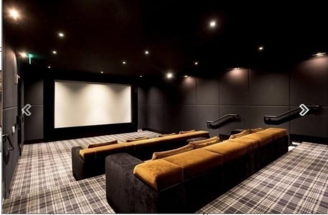1 Dalton Unit 2410, Boston, MA 02115 - home theater featuring carpet floors and a decorative wall