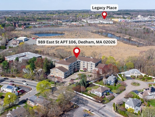 989 E St Unit 106, Dedham, MA 02026 - birds eye view of property with a water view