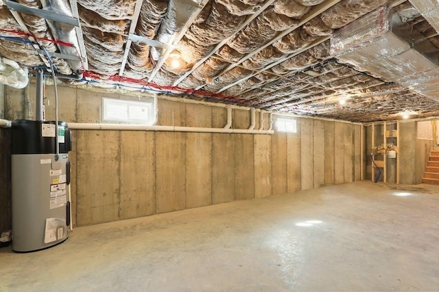 basement with water heater