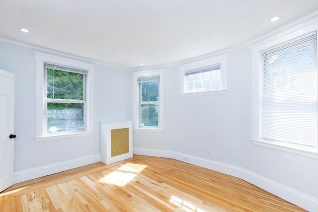 221 Eastern Ave, Lynn, MA 01902 - empty room with baseboards, ornamental molding, light wood-type flooring, and recessed lighting