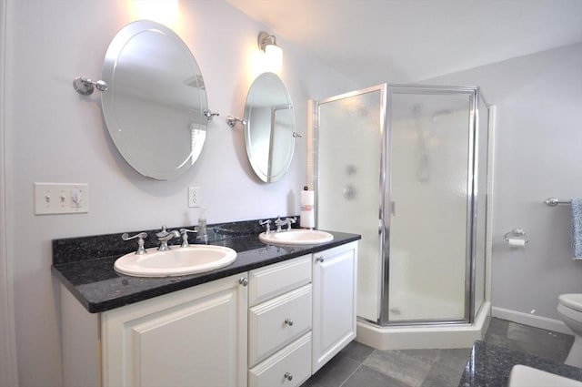 3 Cornet Stetson, Rockland, MA 02370 - full bathroom with toilet, double vanity, a stall shower, and tile patterned flooring
