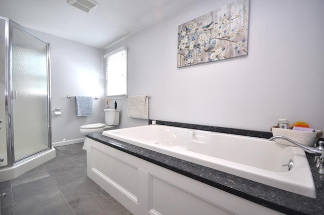 3 Cornet Stetson, Rockland, MA 02370 - full bathroom featuring a shower stall, a bath, toilet, baseboards, and tile patterned floors