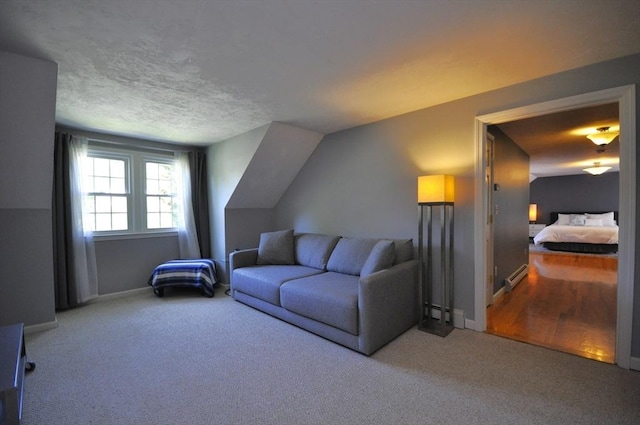 3 Cornet Stetson, Rockland, MA 02370 - carpeted living area featuring a baseboard radiator, baseboards, and a textured ceiling
