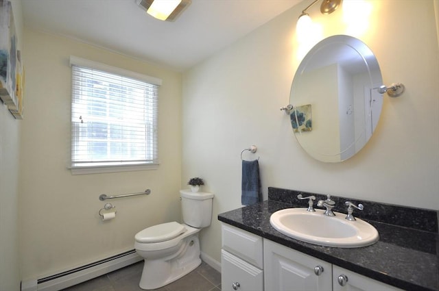 3 Cornet Stetson, Rockland, MA 02370 - half bathroom with baseboard heating, vanity, toilet, tile patterned flooring, and baseboards