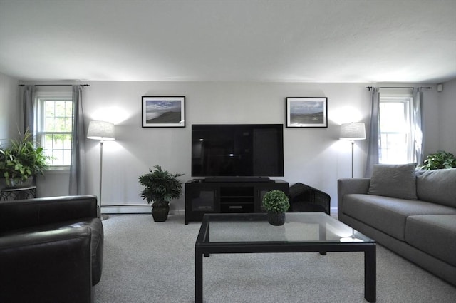 3 Cornet Stetson, Rockland, MA 02370 - living area with carpet flooring, a baseboard radiator, and baseboards