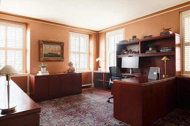 172 Beacon St Unit 4, Boston, MA 02116 - office space with healthy amount of natural light, crown molding, and dark carpet