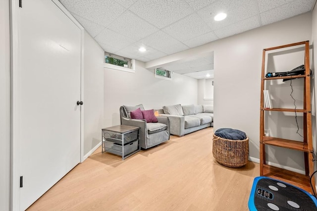 965 Main St, Wilbraham, MA 01095 - living area featuring wood finished floors, a paneled ceiling, and recessed lighting