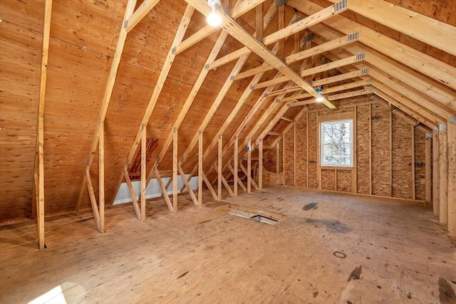 view of unfinished attic