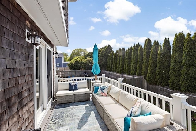 balcony featuring an outdoor living space
