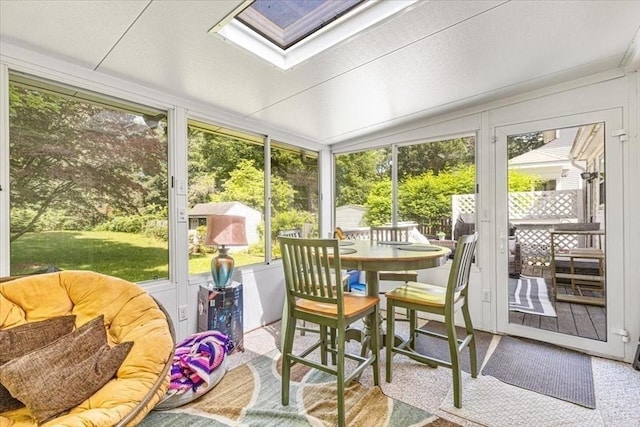 440 Broadway, North Attleboro, MA 02760 - sunroom featuring a skylight, an outdoor living space, and outdoor dining space