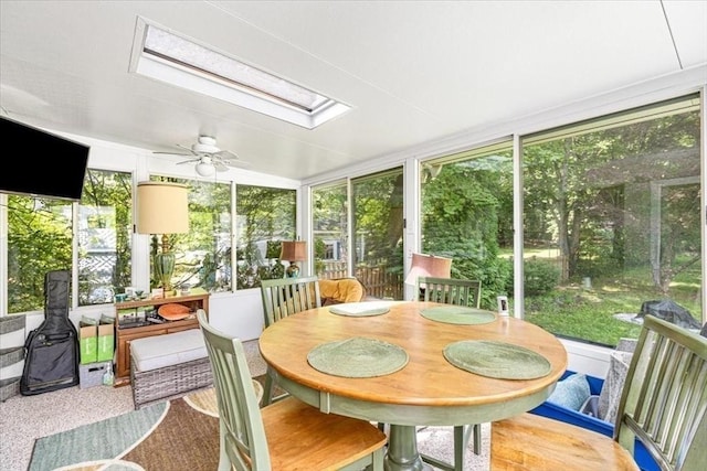 440 Broadway, North Attleboro, MA 02760 - sunroom with ceiling fan, a skylight, and outdoor dining area