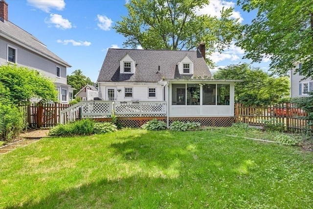 440 Broadway, North Attleboro, MA 02760 - rear view of property with a sunroom and a chimney