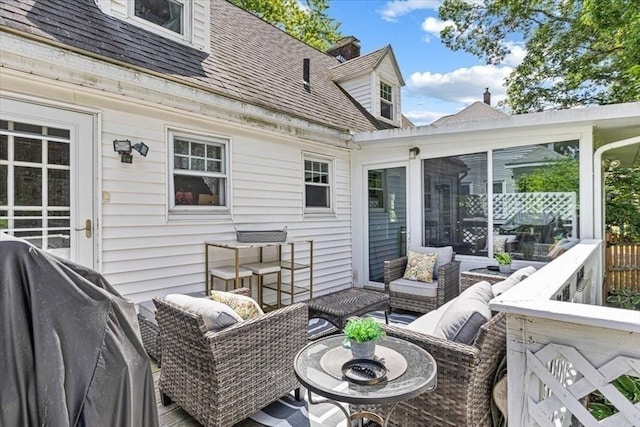 440 Broadway, North Attleboro, MA 02760 - deck featuring a sunroom and an outdoor living space