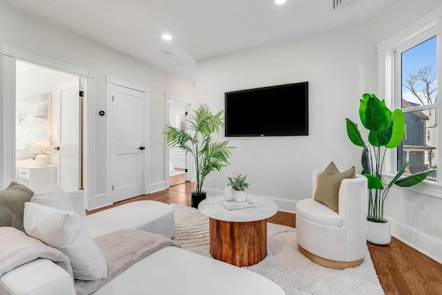 living room featuring hardwood / wood-style flooring