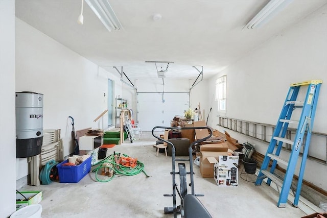 garage with a garage door opener