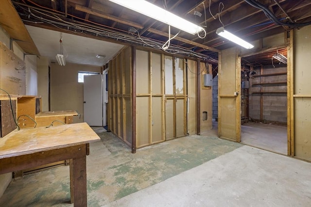 view of unfinished basement
