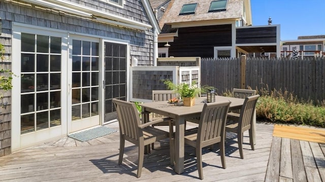 wooden terrace with french doors